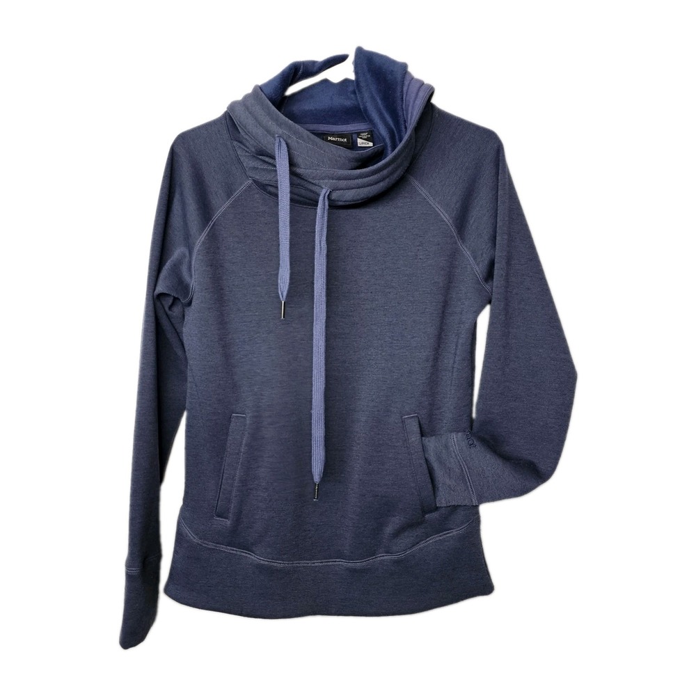 Marmot Rowan Hoodie Womens Small Long Sleeve Cowl Neck Drawstring Blue Soft